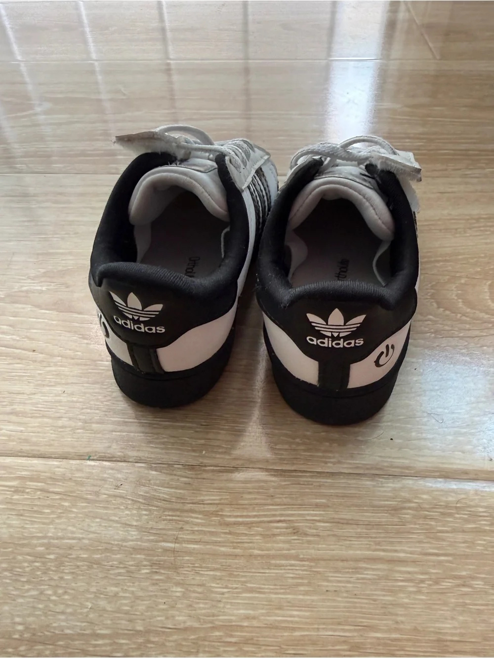 adidas Kids Superstar Sneakers in White, Black and Rainbow Lights